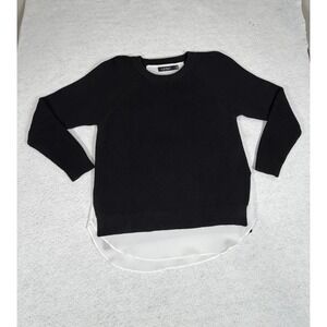 Lauren Ralph Lauren Womens Layered Black Crewneck Sweater Medium Faux Undershirt